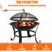 KingSo 22" Steel Outdoor Wood Burning Fire Pit BBQ Grill Steel Bowl with Round Mesh Spark Screen Cover